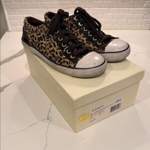 Coach Animal Print Sneakers with Silver Accents